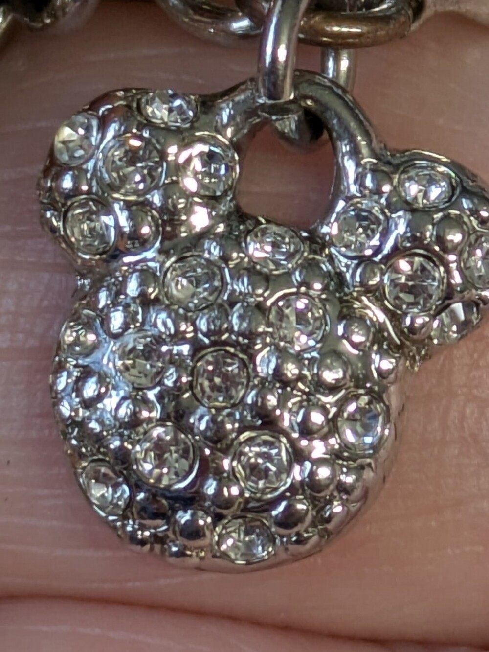 ☀️Disney Silvertone Mickey Charm Chain Link Bracelet